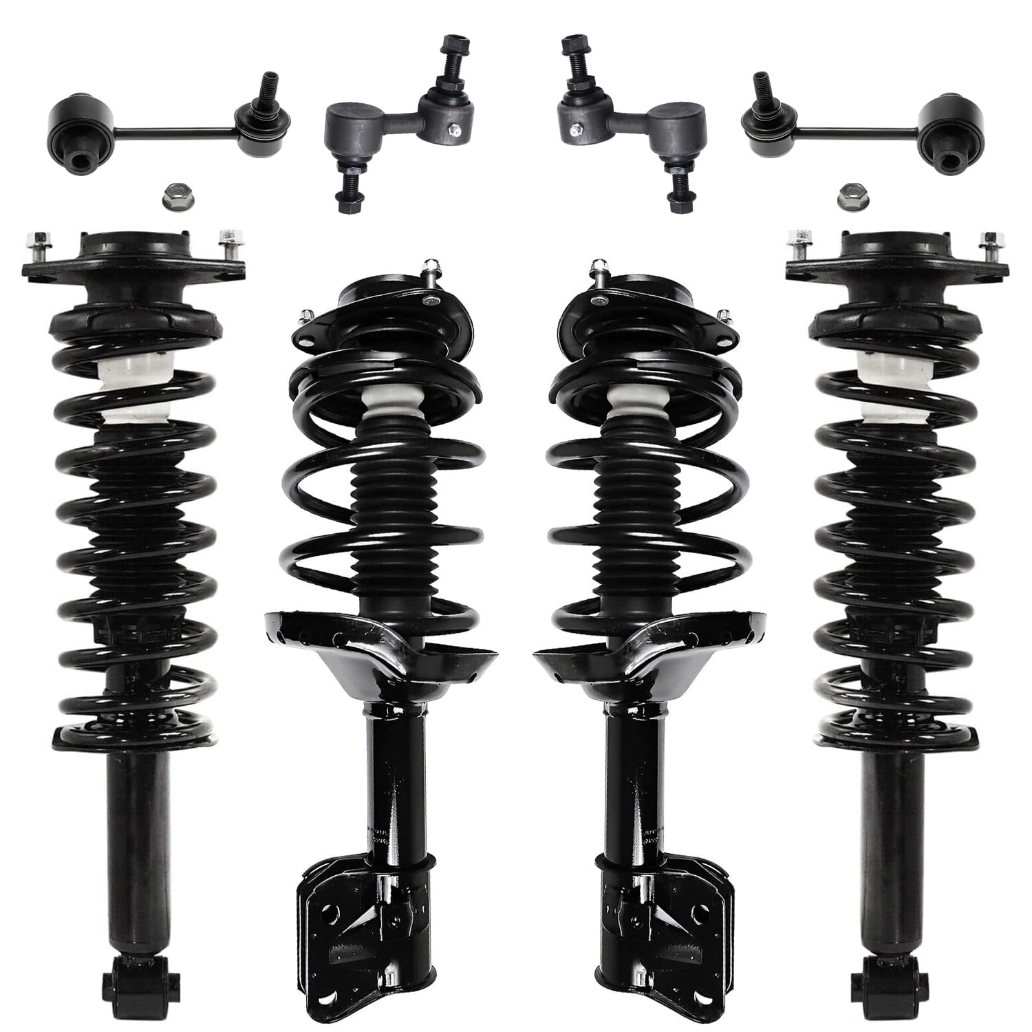 Detroit Axle - Front & Rear Struts with Coil Spring + Sway Bar End ...