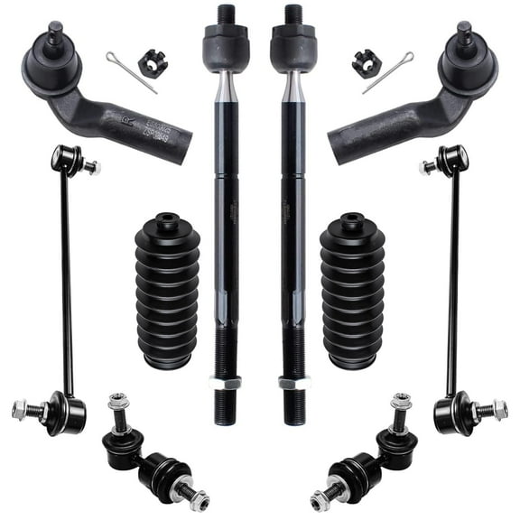 Detroit Axle - 10pc Front Suspension Kit for 2004-2009 Mazda 3, 2009 3 Sport, 2006-2015 5, 4 Tie Rods 4 Front and Rear Sway Bars 2 Boots 2007 2008 Replacement