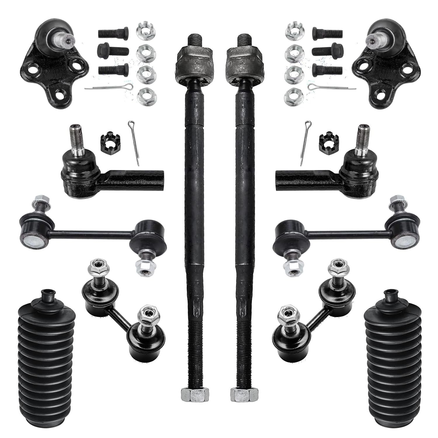 Detroit Axle - Front Rear Sway Bar Links + Inner Outer Tie Rods + Lower Ball Joints Tierod Boots Replacement for 1996-2002 Toyota Corolla