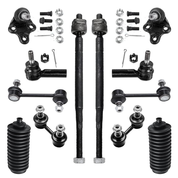Detroit Axle - Front Rear Sway Bar Links + Inner Outer Tie Rods + Lower Ball Joints Tierod Boots Replacement for 1996-2002 Toyota Corolla