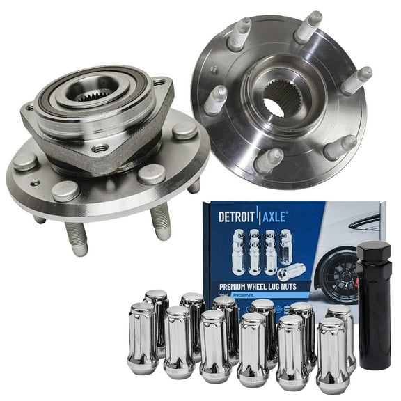 Detroit Axle - Front or Rear Wheel Bearing Hubs Kit for Chevrolet Traverse Buick Enclave GMC Acadia Saturn Outlook, 2 Wheel Bearing & Hubs 12 Wheel Lug Nuts 1 Socket Key Replacement