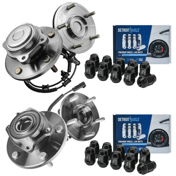 Detroit Axle - Front & Rear Wheel Hub Bearings + 20pc Black Wheel Lug Nuts Replacement for VW Routan - 24pc Set Fits select: 2008-2011 CHRYSLER TOWN & COUNTRY TOURING, DODGE GRAND CARAVAN