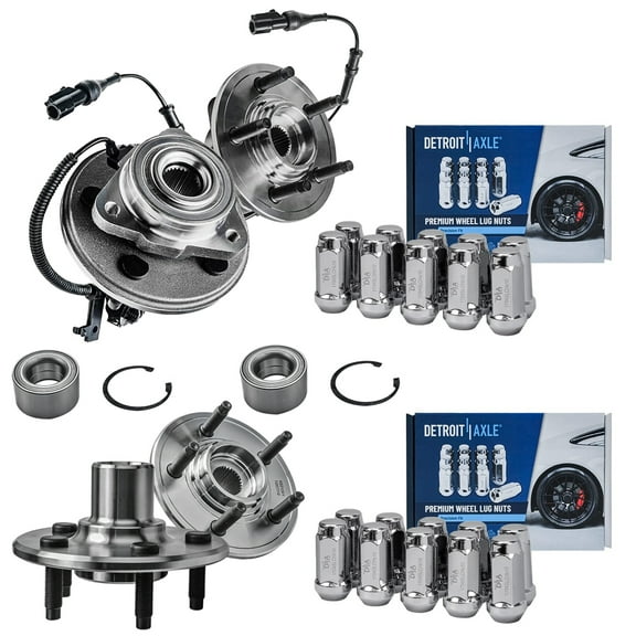 Detroit Axle - Front & Rear Wheel Hub Bearings + 20pc Wheel Lug Nuts Replacement for 2006-2010 Ford Explorer Mercury Mountaineer