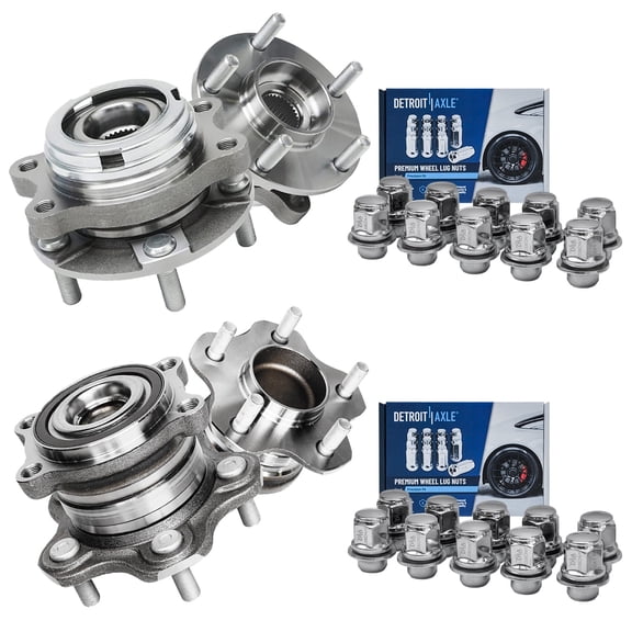 Detroit Axle - 4pc Front Rear Wheel Bearing Hubs w/ 20 Lug Nuts for 2007-2018 Nissan Altima 2015-2019 Murano 2009-2019 Maxima 2013-2020 Pathfinder 2014-2020 INFINITI QX60