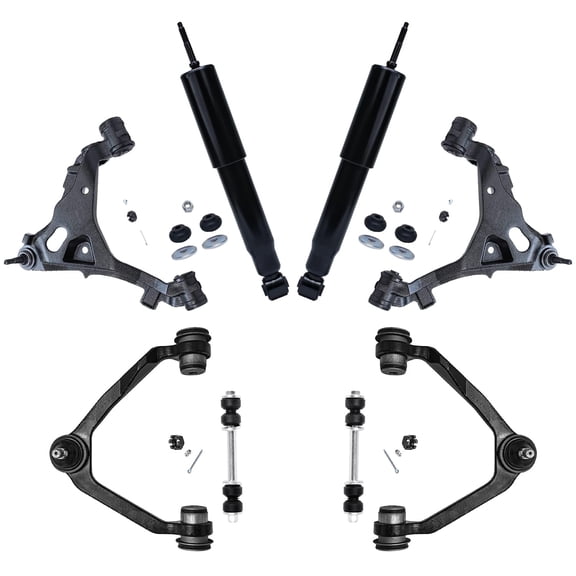 Detroit Axle - 4WD Front End Suspension Kit for Ford F-150 Expedition F-250 2 Shock Absorbers Assembly 4 Upper & Lower Control Arms w/ Ball Joints 2 Stabilizer Sway Bar End Links Replacement
