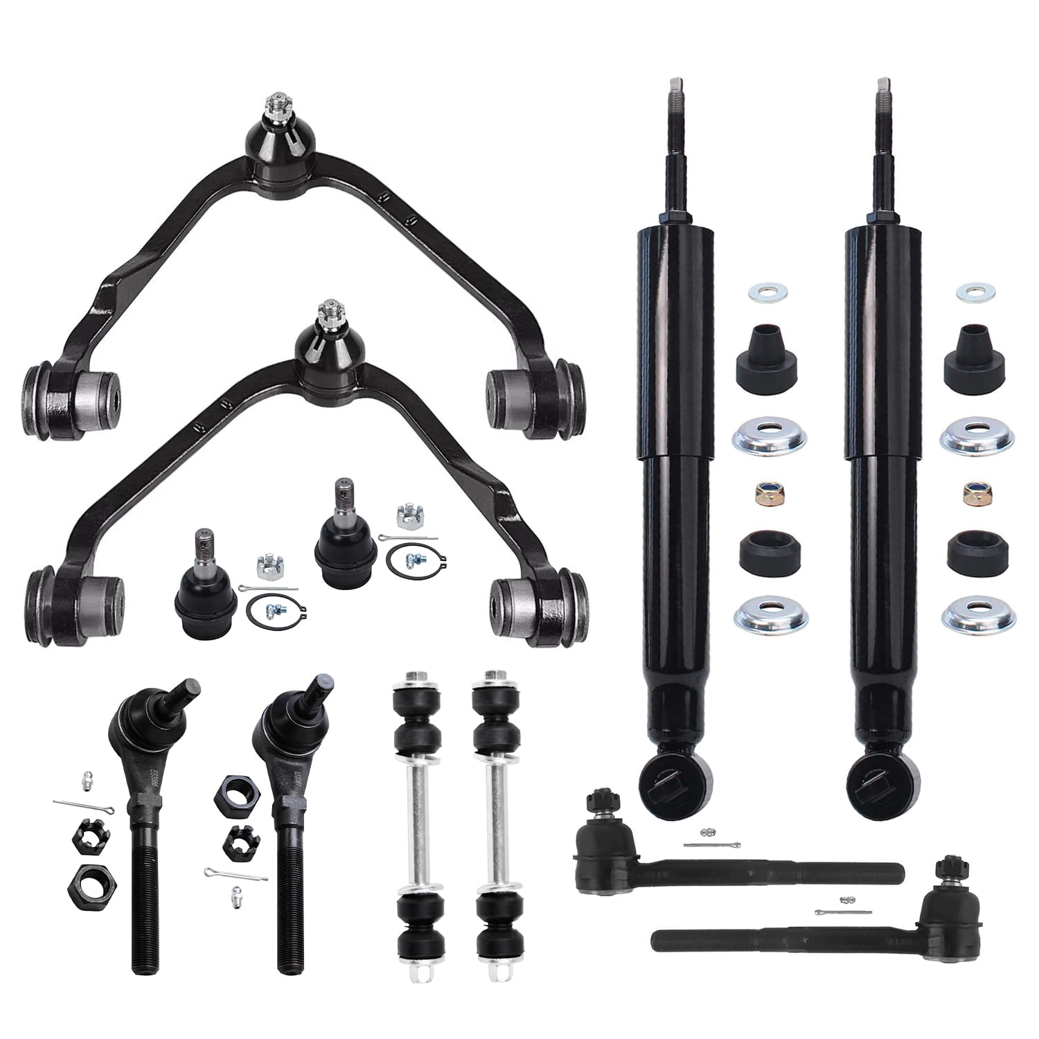 Detroit Axle - 2WD Front End Kit for Ford Expedition F-150 F-250 Lincoln Navigator, Upper Control Arms Tie Rods Sway Bar Links Lower Ball Joints Shock Absorbers Replacement