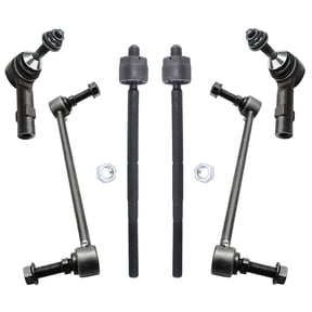 Detroit Axle - 6pc Front Suspension Kit for 2010-2015 Ford Flex Taurus Lincoln MKT, 2010-2016 MKS, 4 Outer Inner Tie Rods 2 Sway Bar End Links Replacement