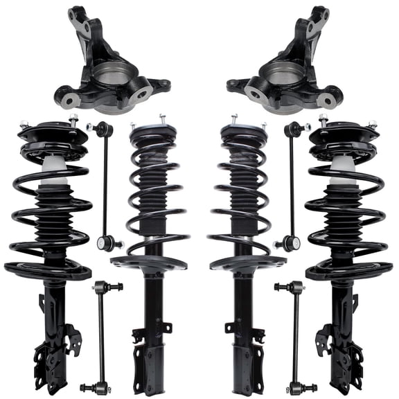 Detroit Axle - Front Steering Knuckles Hub Rear Struts Sway Bar Links Kit for 2004 2005 2006 Toyota Camry Solara ES330 2.4L