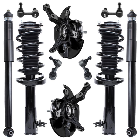 Detroit Axle - Front Steering Knuckles Hubs Struts Rear Shocks Sway Bar Links Replacement for 2006-2011 Honda Civic - 10pc Set