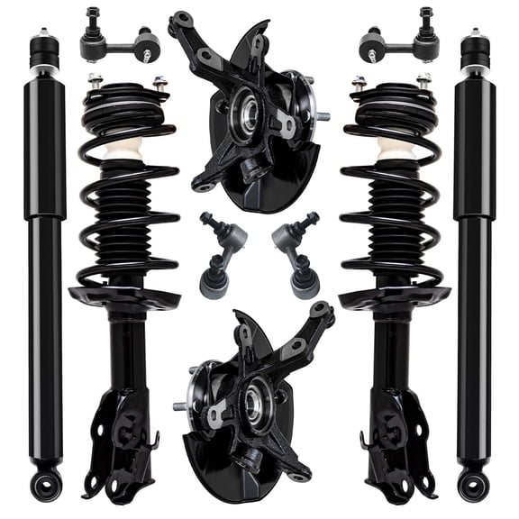 Detroit Axle - Front Steering Knuckles Hubs Struts Rear Sway Bars Shocks Replacement for 2006-2011 Honda Civic 1.8L