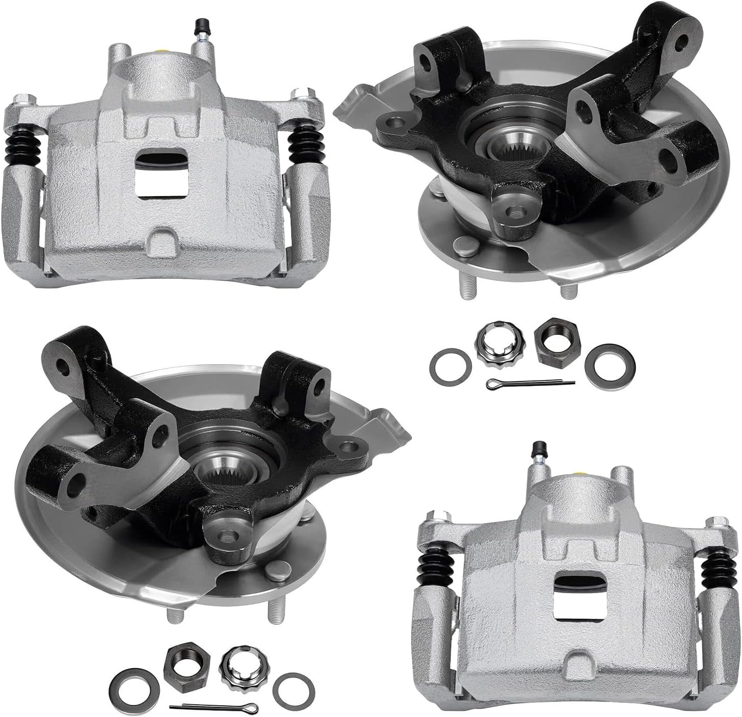 Detroit Axle Front Steering Knuckles & Wheel Hub Bearings + Brake