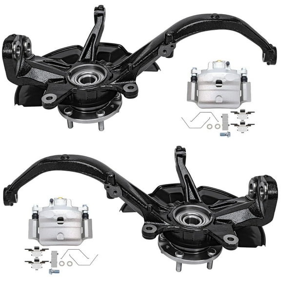 Detroit Axle - Front 4pc Steering Knuckles Kit for Ford Fusion Lincoln MKZ Zephyr Mercury Milan, 2 Disc Brake Calipers w/ Bracket 2 Steering Knuckles & Wheel Bearing Hubs Replacement