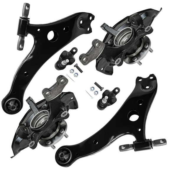 Detroit Axle - Front Steering Knuckles & Wheel Hub Bearings + Lower Control Arms Ball Joints Kit Replacement for RX330 RX350 RX400h Highlander