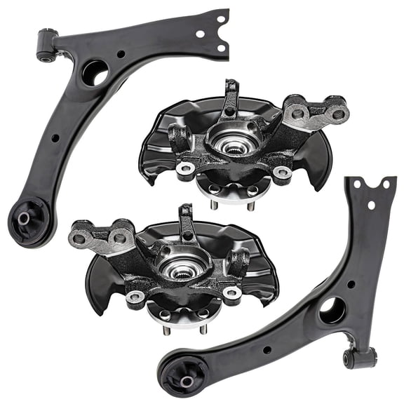 Detroit Axle - 4pc Front Control Arms Kit for 2009-2013 Toyota Corolla Matrix, Steering Knuckles and Wheel Bearing Hubs Lower Control Arms 2010 2011 2012 Replacement