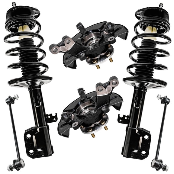 Detroit Axle - Front Steering Knuckles & Wheel Hub Bearings Struts Sway Bars Kit Replacement for 2003-2008 Toyota Matrix w/4-Wheel ABS
