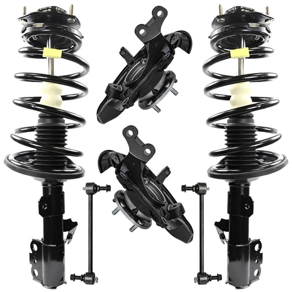 Detroit Axle - Front Steering Knuckles & Wheel Hub Bearings Struts Sway Bars Kit Replacement for Lexus RX350 RX450h Toyota Highlander