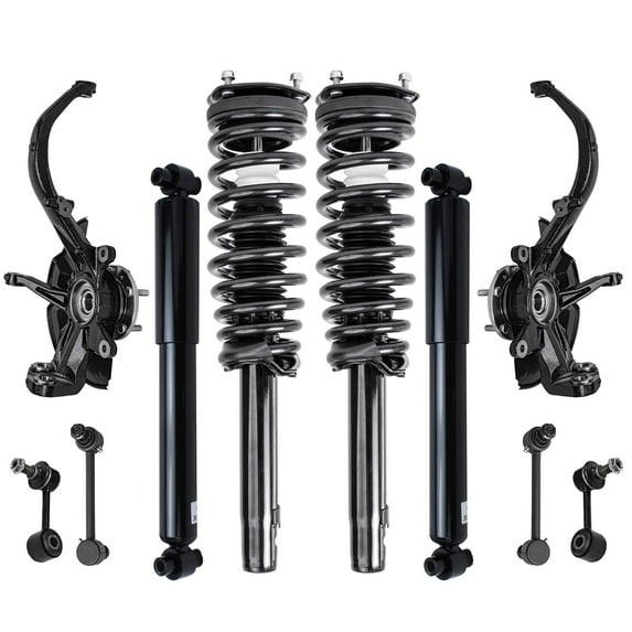Detroit Axle - Front Steering Knuckles Wheel Hub Bearings + Struts w/Coil Spring + Rear Shock Kit Replacement for 2010-2012 Milan Fusion