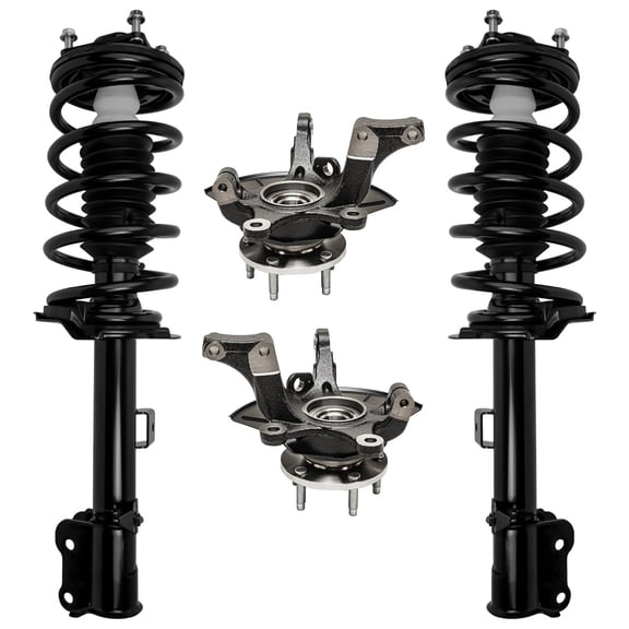 Detroit Axle - Front Steering Knuckles & Wheel Hub Bearings + Struts w/Coil Spring Replacement for 2005-2012 Escape Tribute Mariner - 4pc Set