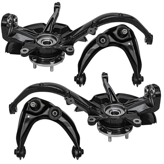 Detroit Axle - Front Steering Knuckles & Wheel Hub Bearings + Upper Control Arms w/Ball Joints Replacement for Fusion Milan MKZ Zephyr