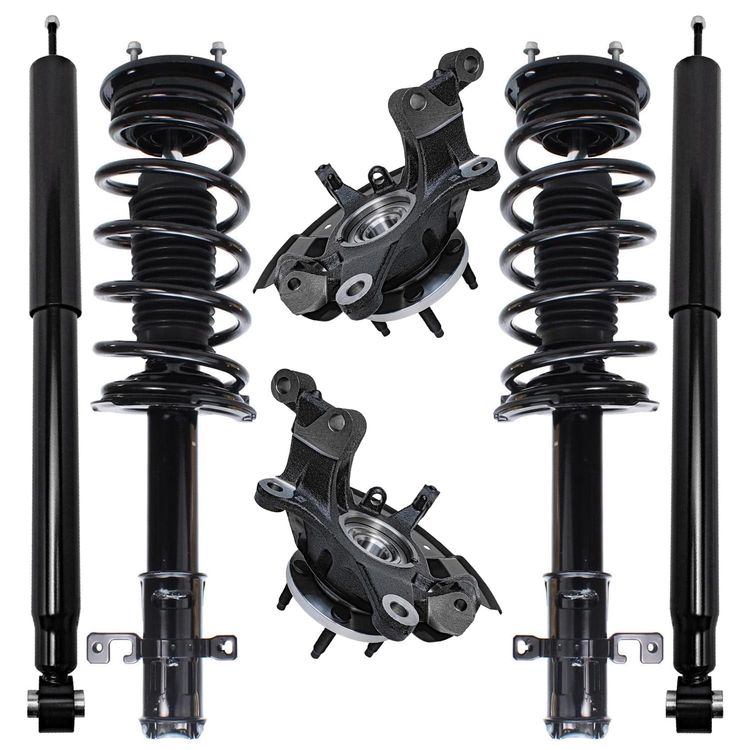 Detroit Axle - Front Steering Knuckles w/ Hubs Coil Spring Struts + Rear  Shock Absorbers Replacement for 2007-2010 Ford Edge - 6pc Set - Walmart.com, image size:1500x1500