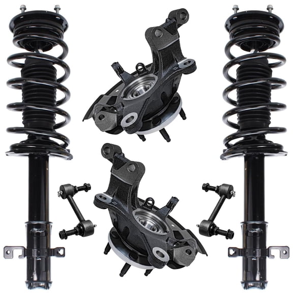 Detroit Axle - Front Steering Knuckles w/ Hubs + Coil Spring Struts Sway Bars Replacement for 2007-2010 Ford Edge - 6pc Set