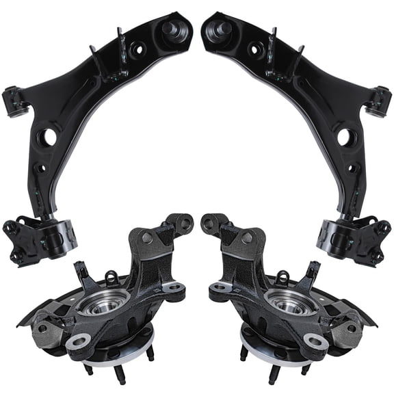 Detroit Axle - Front Steering Knuckles w/ Hubs Lower Control Arms w/ Ball Joints Replacement for 2007 2008 2009 2010 Ford Edge - 4pc Set