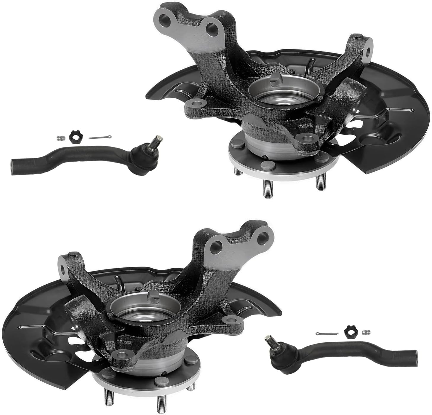 Detroit Axle Front Steering Knuckles w/ Hubs Outer Tie Rod End Links Replacement for 20122017