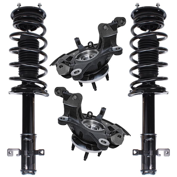 Detroit Axle - Front Steering Knuckles w/ Hubs + Quick Struts w/ Coil Spring Replacement for 2007-2010 Ford Edge - 4pc Set