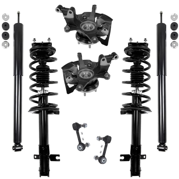Detroit Axle - Front Steering Knuckles w/Hubs Struts Sway Bars + Rear Shock Absorbers Replacement for 2007-2010 Mazda CX-9