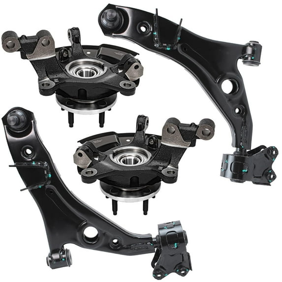 Detroit Axle - Front Steering Knuckles w/ Wheel Hub Bearings Assembly Lower Control Arms w/ Ball Joints Replacement for 2011-2014 Ford Edge - 4pc Set