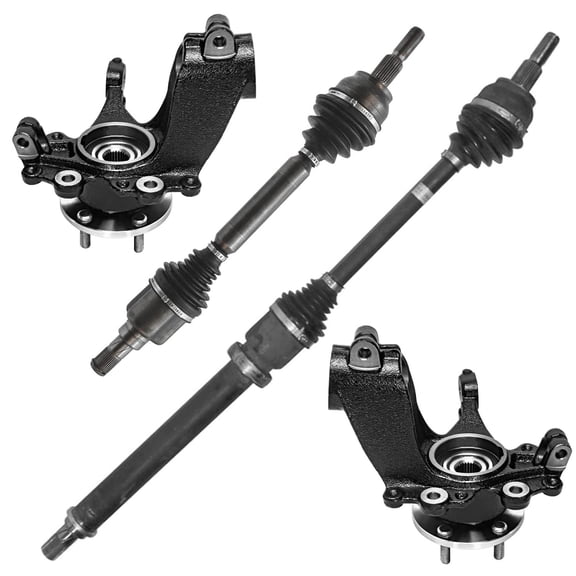 Detroit Axle - 2.0L Front 4pc Steering Knuckles Kit for 2012-2018 Ford Focus, 2 CV Axle Shafts 2 Steering Knuckles & Wheel Bearing Hubs 2013 2014 2015 2016 2017 Replacement
