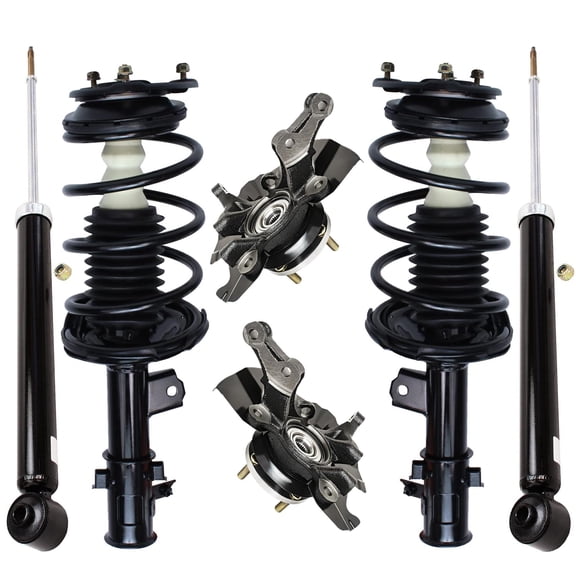 Detroit Axle - Front Steering Knuckles w/ Wheel Hubs Coil Spring Struts + Rear Shocks Replacement for 2006-2011 Hyundai Accent - 6pc Set