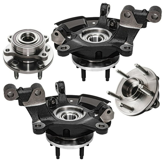 Detroit Axle - Front Steering Knuckles w/ Wheel Hubs + Rear Wheel Hub Bearings Replacement for 2011-2014 Ford Edge - 4pc Set