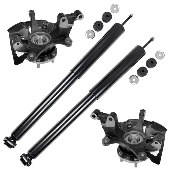 Detroit Axle - Front Steering Knuckles with Wheel Hub Bearings + Rear Shock Absorbers Replacement for 2007-2015 Mazda CX-9