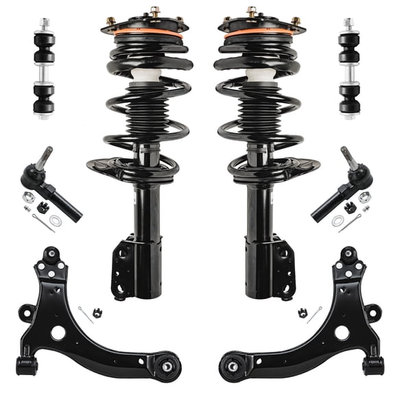 Detroit Axle - 8pc Front End Kit for Chevy Impala Monte Carlo Buick Allure Century LaCrosse Regal, Struts & Coil Spring Lower Control Arms w/Ball Joint Sway Bars Outer Tie Rods Replacement