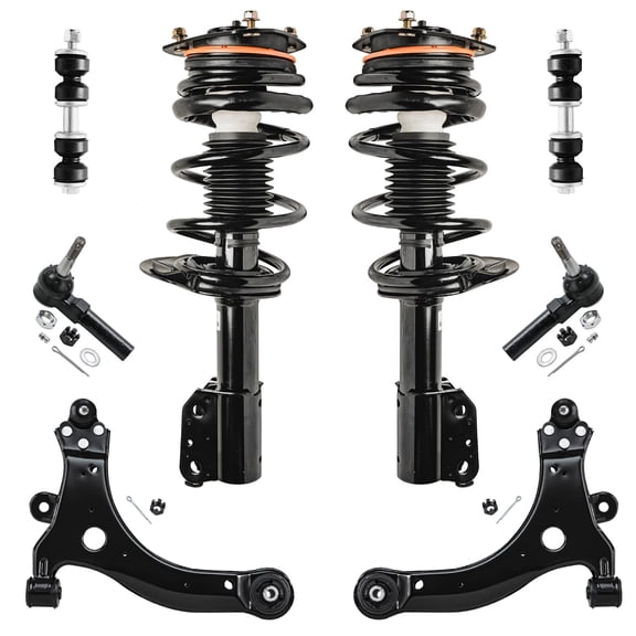 Detroit Axle - 8pc Front End Kit for Chevy Impala Monte Carlo Buick Allure Century LaCrosse Regal, Struts & Coil Spring Lower Control Arms w/Ball Joint Sway Bars Outer Tie Rods Replacement