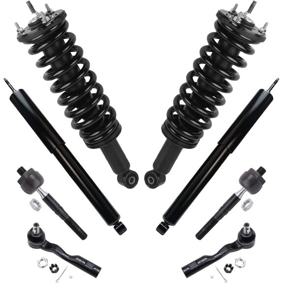 Detroit Axle - Front Struts & Coil Spring Assembly and Rear Shock Absorbers w/Inner Outer Tie Rod Ends Replacement for 2003-2006 Toyota Tundra 4WD 4x4