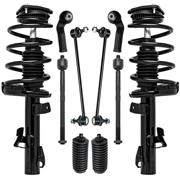 Detroit Axle - Front Struts & Coil Spring Assembly Sway Bar Links Inner Outer Tie Rods Boots Replacement for 2008-2011 Volvo S40 C70 C30 V50