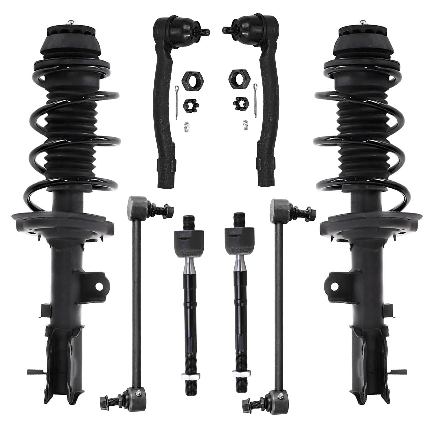 Kia Rio Tire Rods Detroit Axle - Front Struts & Coil Springs Sway Bar Links Inner Outer ...