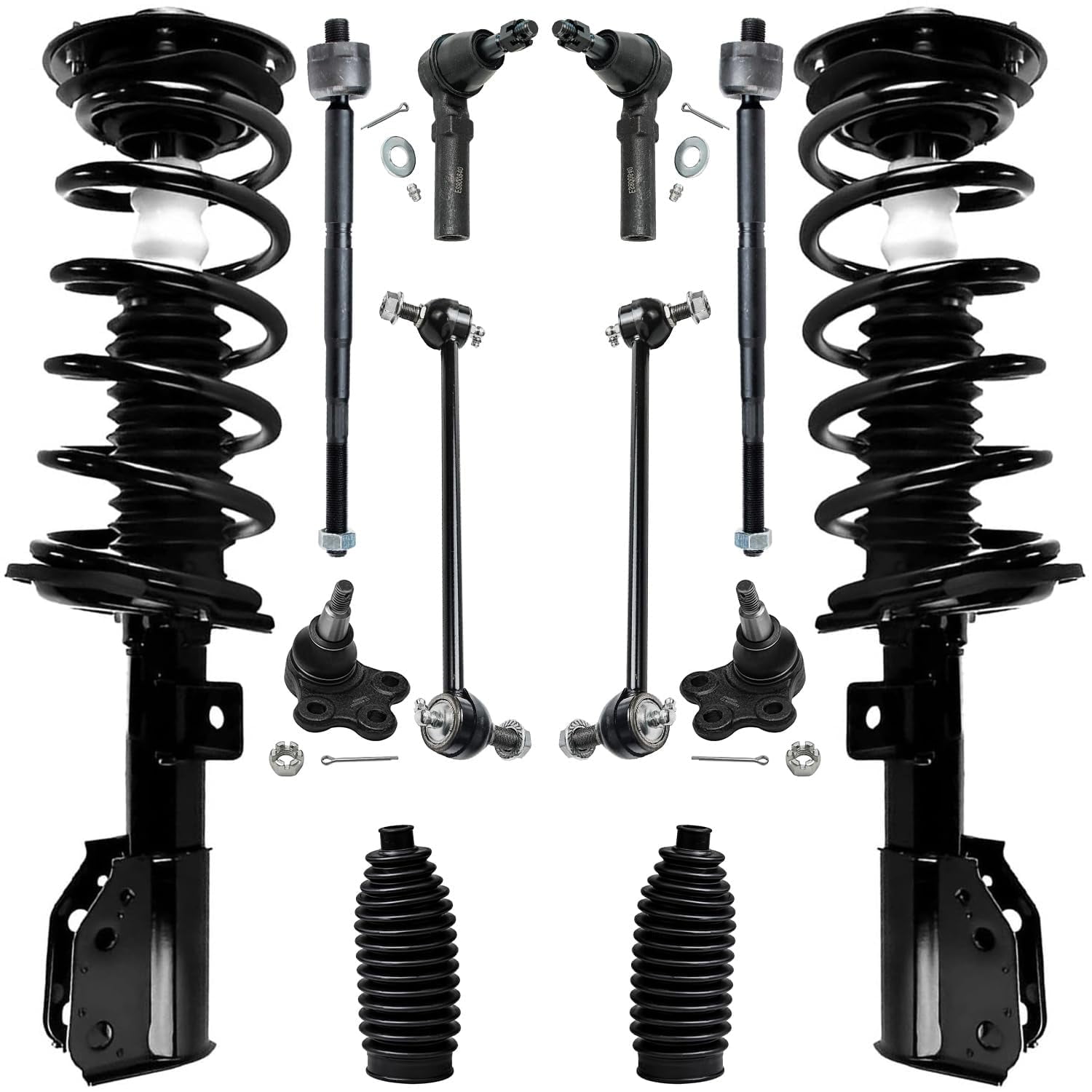 Detroit Axle - Front Struts & Coil Springs Sway Bar Links Outer Inner Tie Rod Ends Ball Joints Boots Replacement for 2010-2017 Chevrolet Equinox 2.4L