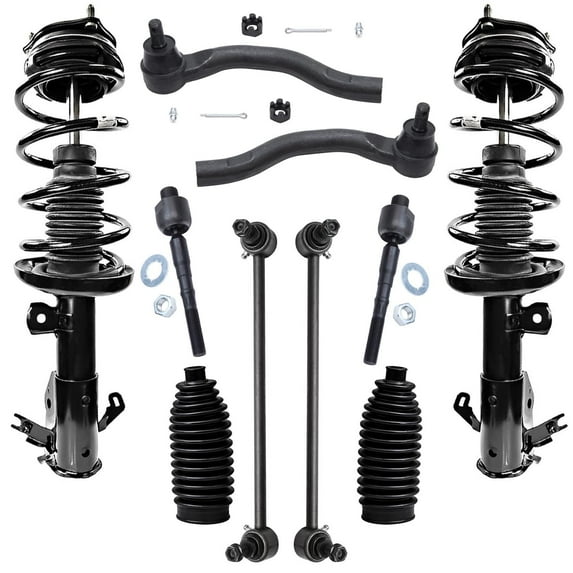 Detroit Axle - Front Struts & Coil Springs Sway Bar Links Outer Inner Tie Rod Ends Boots Replacement for 2012-2015 Honda Civic EX Coupe - 10pc Set