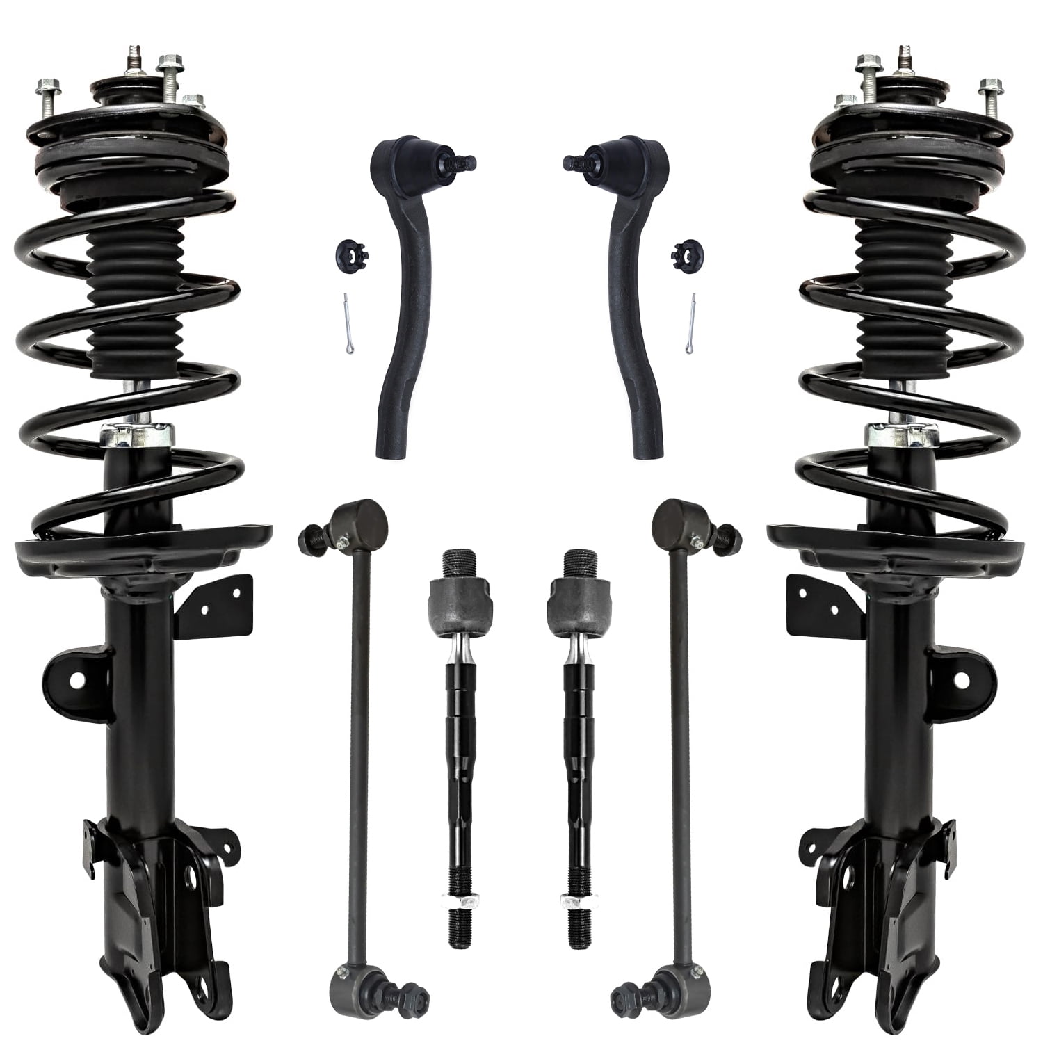 Detroit Axle - Front Struts & Coil Springs Sway Bar Links Outer Inner Tie Rod Ends Replacement for 2009-2015 Honda Pilot - 8pc Set