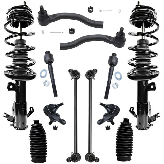Detroit Axle - Front Struts & Coil Springs Sway Bar Links Outer Inner Tie Rods Ball Joints Boots Replacement for 2012-2015 Honda Civic EX Coupe