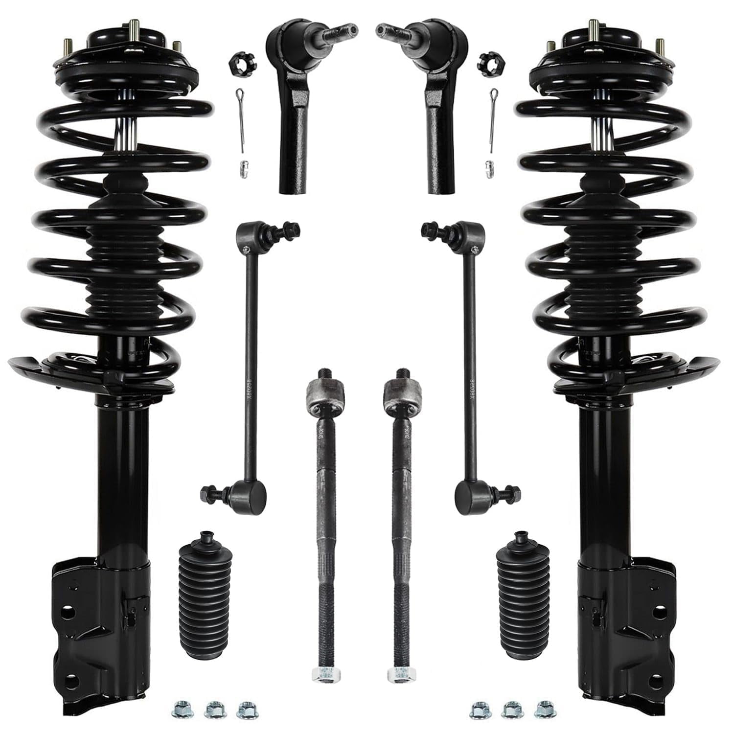 Detroit Axle - Front Struts & Coil Springs Sway Bar Links Outer Inner Tie Rods Boots Replacement for 2012-2017 Jeep Patriot Compass - 10pc Set