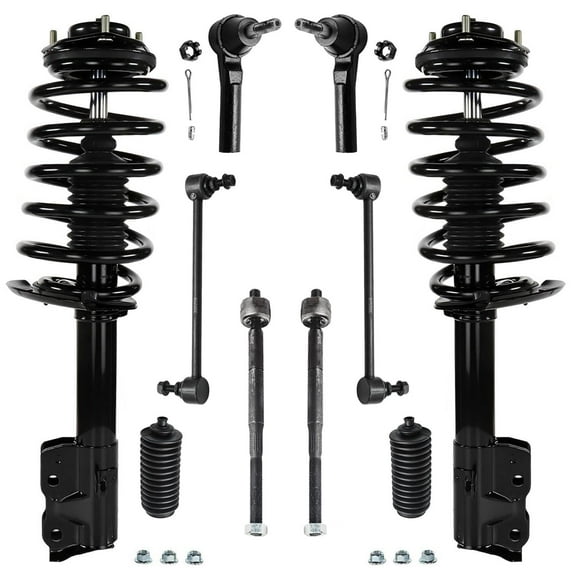Detroit Axle - Front Struts & Coil Springs Sway Bar Links Outer Inner Tie Rods Boots Replacement for 2012-2017 Jeep Patriot Compass - 10pc Set