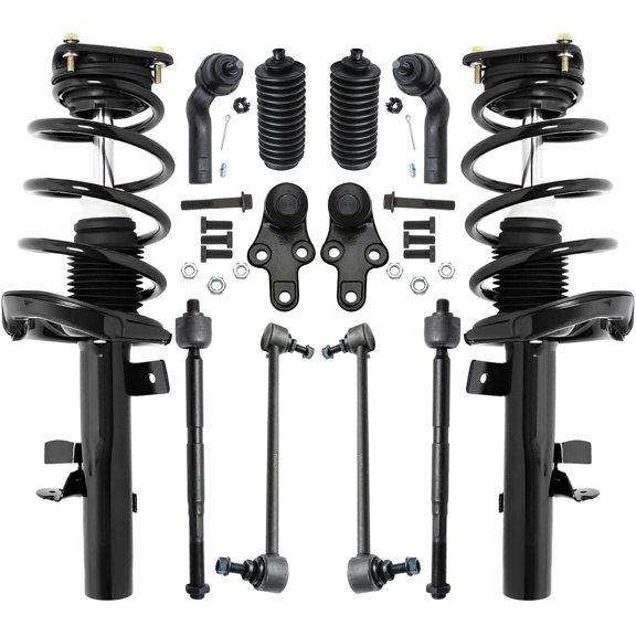 Detroit Axle - Front Struts & Coil Springs Sway Bar Links Tie Rods Lower Ball Joint Boots Replacement for 2013-2018 Ford Focus S SE Titanium