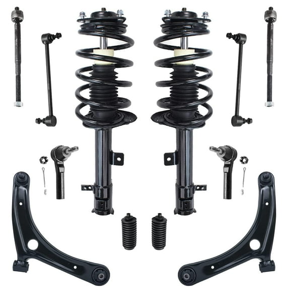 Detroit Axle - Front Struts Control Arms w/ Ball Joints Tie Rods Sway Bar Links Boots Replacement for 2007-2012 Dodge Caliber SE SXT