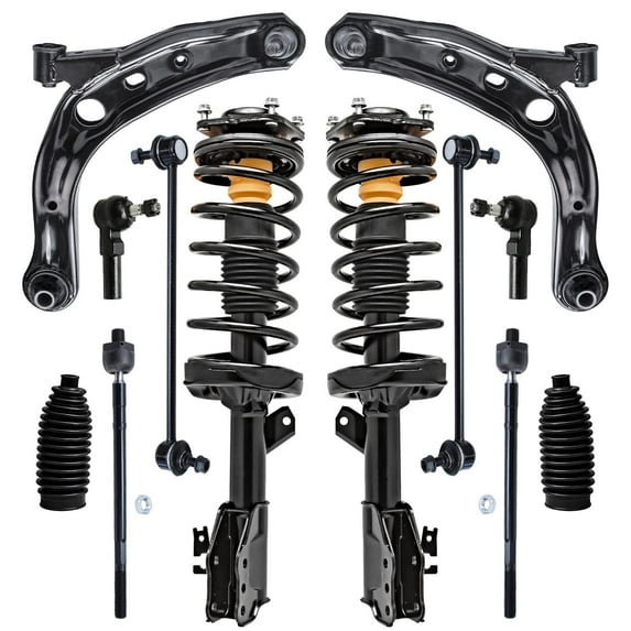 Detroit Axle - Front Struts Front Lower Control Arms + Sway Bars Tie Rod Suspension Kit Replacement for 2001-2006 Mazda MPV - 12pc Set