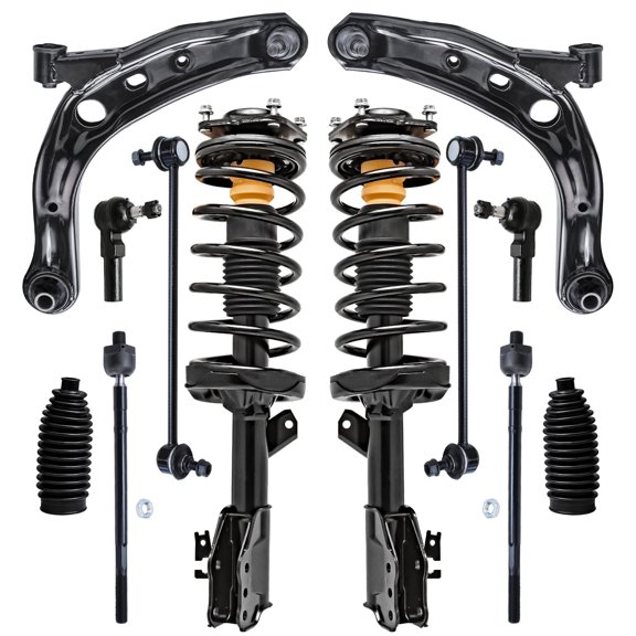 Detroit Axle - Front Struts Front Lower Control Arms + Sway Bars Tie Rod Suspension Kit Replacement for 2001-2006 Mazda MPV - 12pc Set