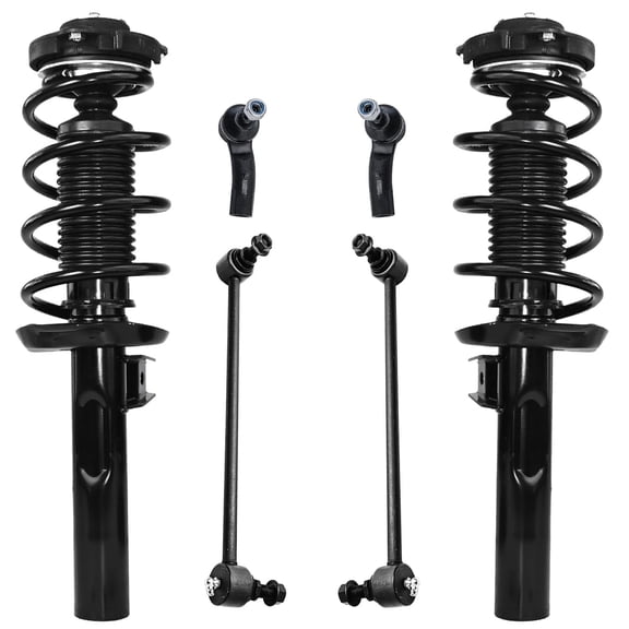 Detroit Axle - Front Struts Kit for VW Jetta Passat Golf Beetle EOS Rabbit Audi A3 Quattro, 2 Struts w/Coil Spring Assembly, 2 Sway Bar End Links, 2 Outer Tie Rods Replacement Suspension